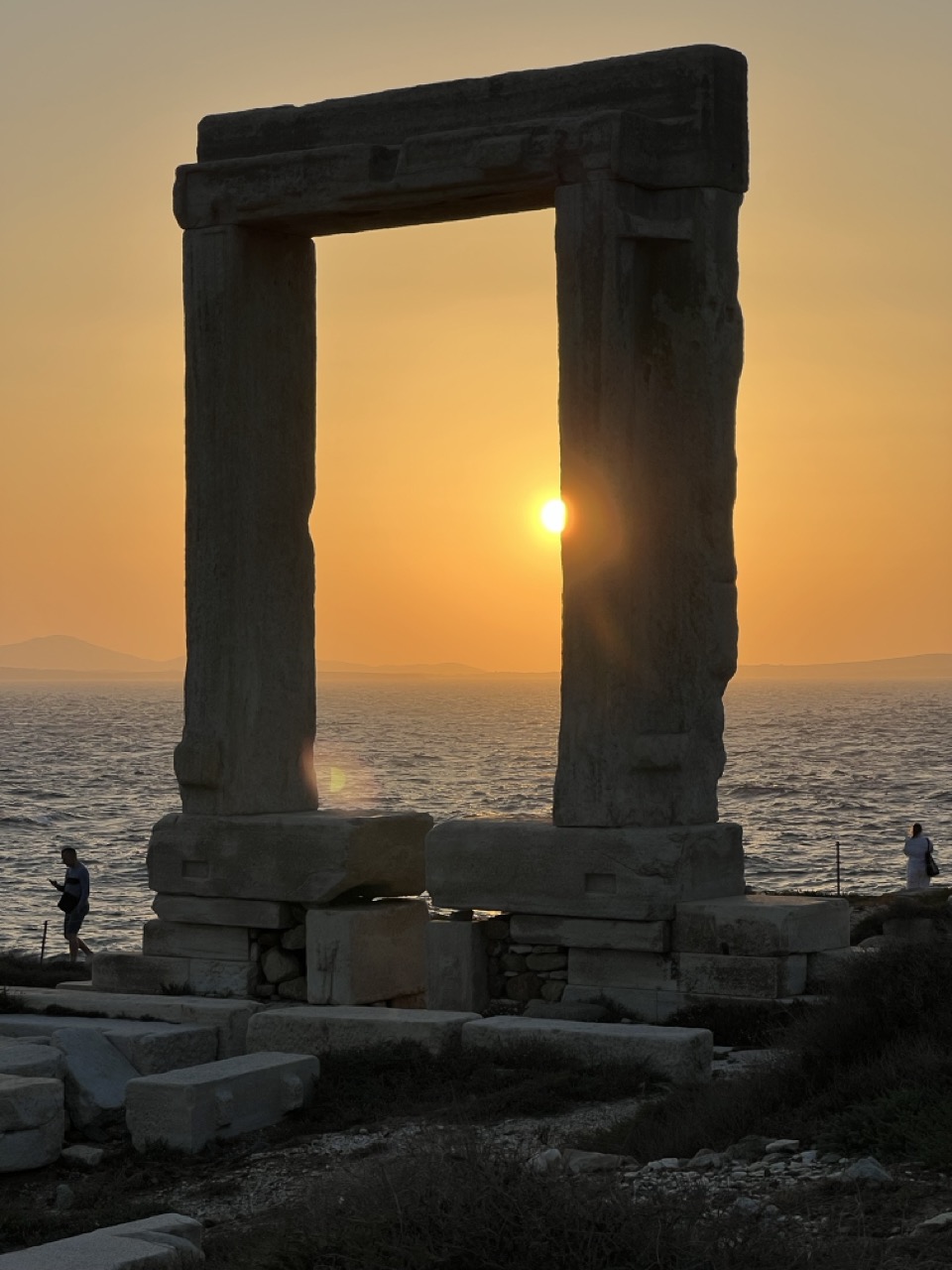 The Portara (Temple of Apollo) at dusk in Naxos, Greece